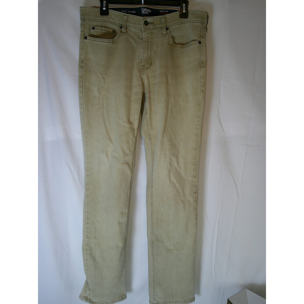 Urban Pipeline Mens 34x32 Slim Straight UltraFlex Elite Tan Khaki Pants